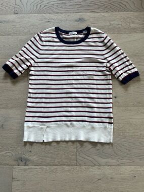 Equipment Stripe Short-Sleeve Sweater - cotton and cashmere